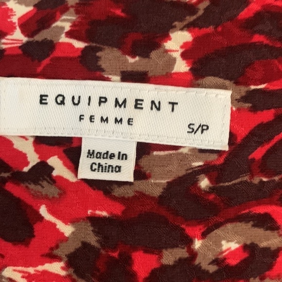 Equipment Slim Signature Blouse Merlot Multi size Small button down shirt red - Picture 11 of 16